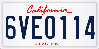 CA license plate 6VEO114