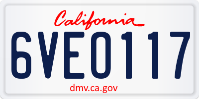 CA license plate 6VEO117
