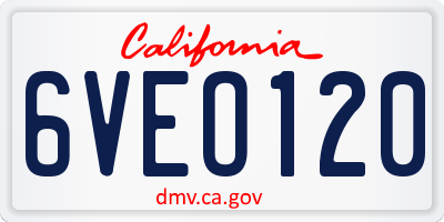 CA license plate 6VEO120