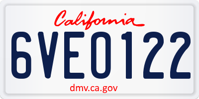 CA license plate 6VEO122