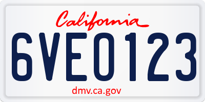 CA license plate 6VEO123