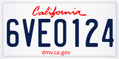 CA license plate 6VEO124