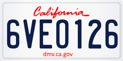 CA license plate 6VEO126