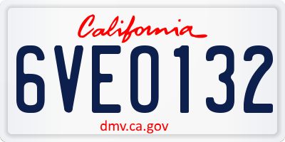 CA license plate 6VEO132