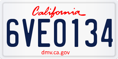 CA license plate 6VEO134
