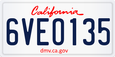 CA license plate 6VEO135