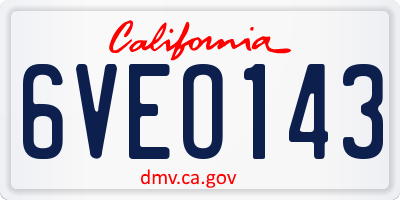 CA license plate 6VEO143
