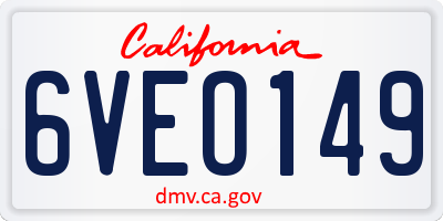 CA license plate 6VEO149