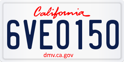 CA license plate 6VEO150