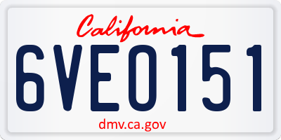 CA license plate 6VEO151