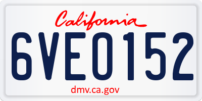 CA license plate 6VEO152