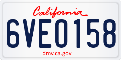 CA license plate 6VEO158