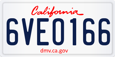 CA license plate 6VEO166