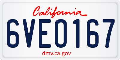 CA license plate 6VEO167