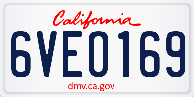CA license plate 6VEO169