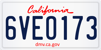 CA license plate 6VEO173
