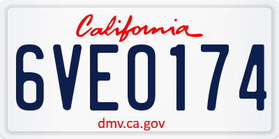CA license plate 6VEO174