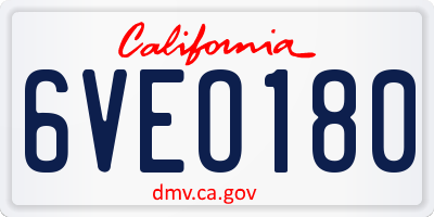 CA license plate 6VEO180