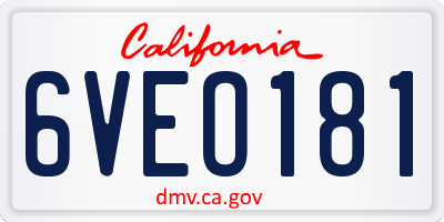 CA license plate 6VEO181