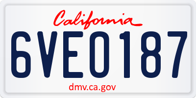 CA license plate 6VEO187