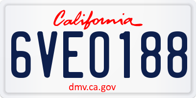 CA license plate 6VEO188