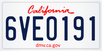 CA license plate 6VEO191