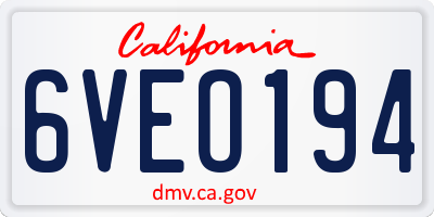 CA license plate 6VEO194