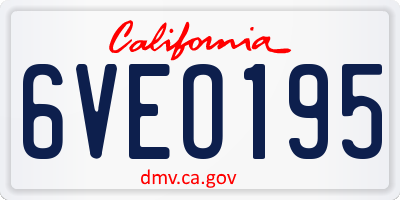 CA license plate 6VEO195