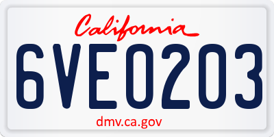 CA license plate 6VEO203