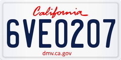 CA license plate 6VEO207