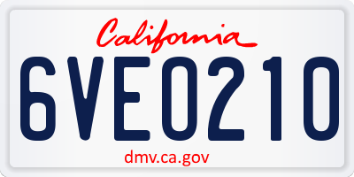 CA license plate 6VEO210
