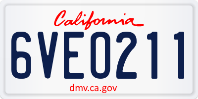 CA license plate 6VEO211