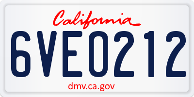 CA license plate 6VEO212
