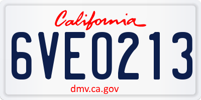 CA license plate 6VEO213