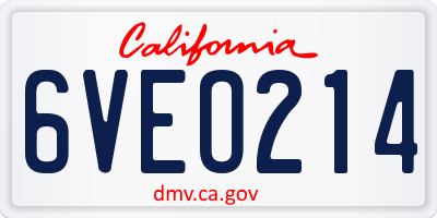 CA license plate 6VEO214