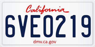 CA license plate 6VEO219