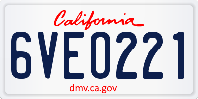 CA license plate 6VEO221