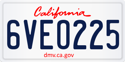 CA license plate 6VEO225