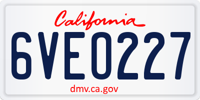 CA license plate 6VEO227