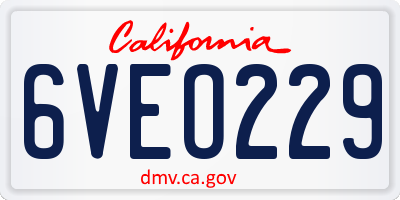 CA license plate 6VEO229