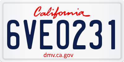 CA license plate 6VEO231