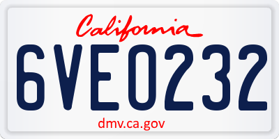 CA license plate 6VEO232