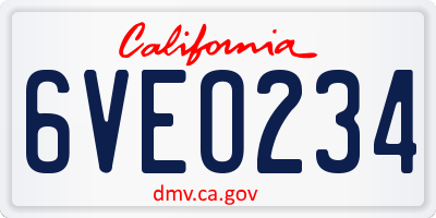 CA license plate 6VEO234