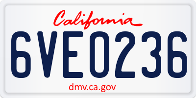 CA license plate 6VEO236