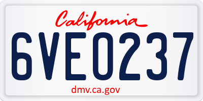 CA license plate 6VEO237