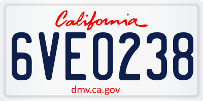 CA license plate 6VEO238