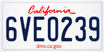 CA license plate 6VEO239