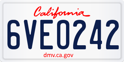 CA license plate 6VEO242