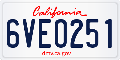 CA license plate 6VEO251