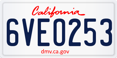 CA license plate 6VEO253